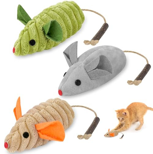 OSDUE Jouet Chat,Jouet Herbe a Chat 3 Pièces Peluche pour Chats Jouets Cataire Souris Interieur Jouets Interieur Convient à Tous Les Chats