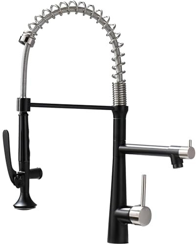 Grifo Cocina Grifo Con Rociador Abatible Grifo Giratorio De Latón Macizo Negro Mate