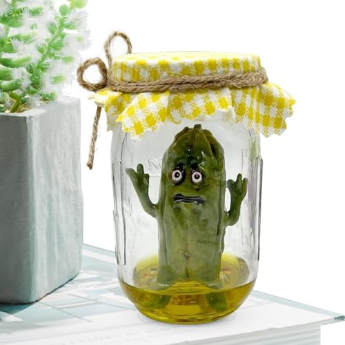 Generische Dekofigur im Glas, lustige kleine Gurkenform, lustiges Einmachglas, emotionale Unterstützung, stilvolle Gurken, Ornament für Heimdekoration