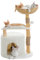 PAWZ Road Arbre à chat moderne avec griffoir en bois massif naturel, tour à chat de 96,5 cm avec panier en osier spacieux, niche confortable et plate-forme incurvée, arbre à chat esthétique pour chats