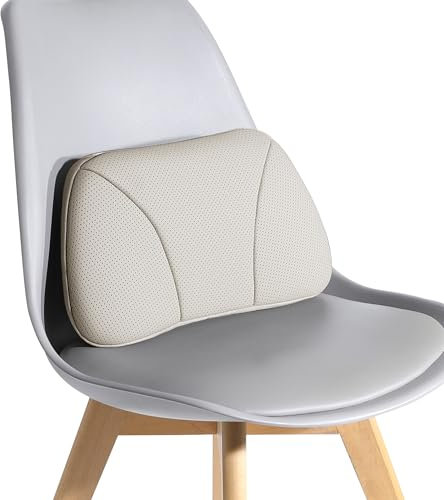 POKSRI Echtes Rindsleder Kissen lordosenstütze Auto,Memory Foam Kissen,lendenkissen,Echtes Leder Rückenlehne,deko,blackroll,Outdoor,Kissen,Sofa(Beige,1p)