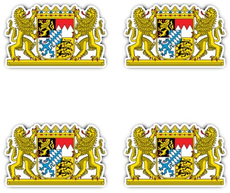 Aufkleber: 100 mm, 4 Stück - Wappen - Deutschland - Bayern - DE - BY - für Auto, Laptop und mehr