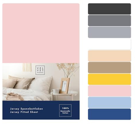 VelvetHome Drap Housse 90x200 cm 100% Coton peigné qualité de Marque certifié Oeko-TEX Standard 100 Drap de Matelas 90x200 Rose poudré