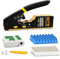 Set de Herramienta de Crimpadora RJ45, Kit de Herramienta de Crimpado RJ45 con Probador de Cable de Red, Pelacables, 50Pcs Conectores CAT6 y Botas, Ethernet CAT5 Cat5e Cat6 Crimpadora