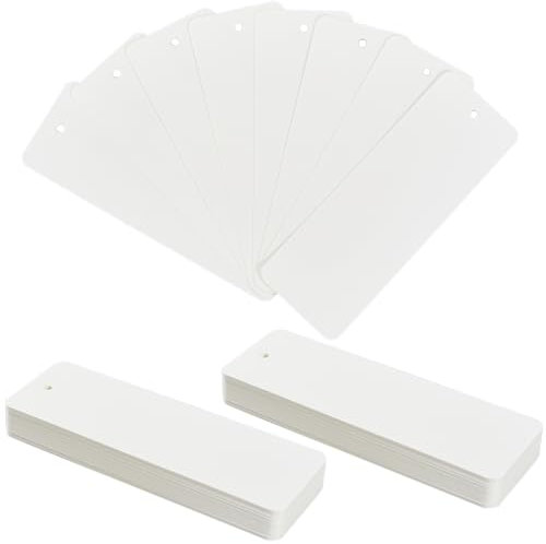 SOFPLATE 150 Stück Leere Weiße Lesezeichen Aus Karton Rechteckige Geschenkanhänger Aus Blankem Papier Mit Löchern Kraftpapier Lesezeichen Zum Malen Zeichnen Aufhängen von Etiketten Party Dekoration DI