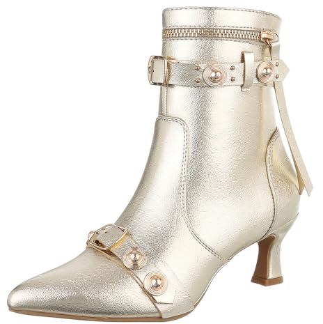 Ital Design Damenschuhe Stiefeletten Klassische Stiefeletten, DES820-, Kunstleder, Gold, Gr. 38