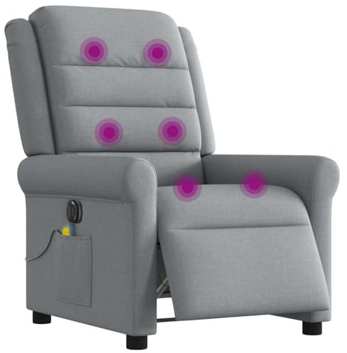 vidaXL Massagesessel Elektrisch Hellgrau Stoff, Massagestuhl, Sessel, Relaxsessel, Massagesessel, Sessel mit Massagefunktion, Sessel mit Relaxfunktion