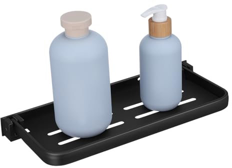 BUGUUYO Étagère pour Lavabo Accessoires pour Camping-Car Étagère pour Mur Étagère De Buanderie Étagère Pliable en Aluminium Étagère Murale D'affichage Black Alliage D'aluminium