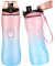 Binudum Trinkflasche Motivations Wasserflasche mit Zeitmarkierung, Sport Tritan BPA freie auslaufsichere Wasserflasche für Jugendliche, Erwachsene, Fitnessstudio (Pinkish Azure, 750 ml)