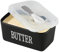Besmeety Beurrier en céramique avec couvercle - 650 ml - Grand récipient à beurre avec joints en silicone - 17,5 x 10,2 x 7,6 cm - Noir - 650 ml