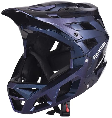 Aomiun Full Face Mountain Bike Helmet MTB - Removable Visor & 23 Vent Ports, Lightweight EPS for Adults Unisex (55-58cm/59-61cm Adjustable) for Cycling, Trail Riding & Downhill