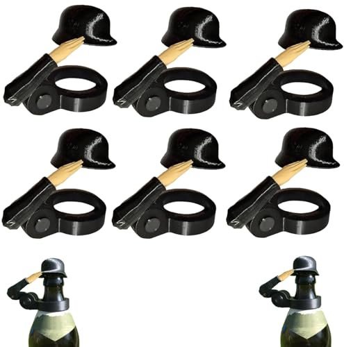 Soldat Salute Bierflasche Helm, Lustiger Salute-Soldaten-Bierhelm, Flaschenverschluss Bierflaschen, Wiederverwendbar, Staubdicht, Dekorative, für Handwerk, Grillparty, Bar, Veteranen (6pcs)