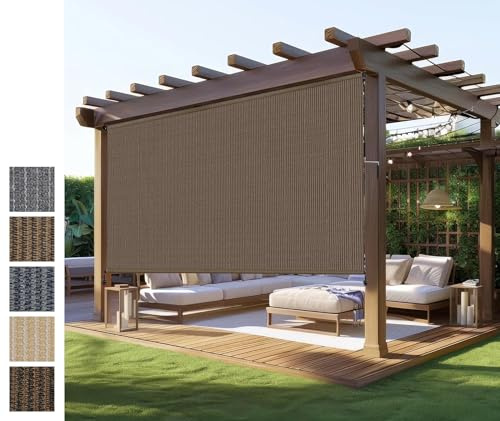 Outdoor Roller Shade,Patio Blinds Roll Up Shades Exterior Cordless Outdoor Blinds for Patio Porch Backyard Pergola Gazebo Deck,Exterior Sun Shades Privacy Screen Protect,UV Sun Block, 10ft Wide x 8 H