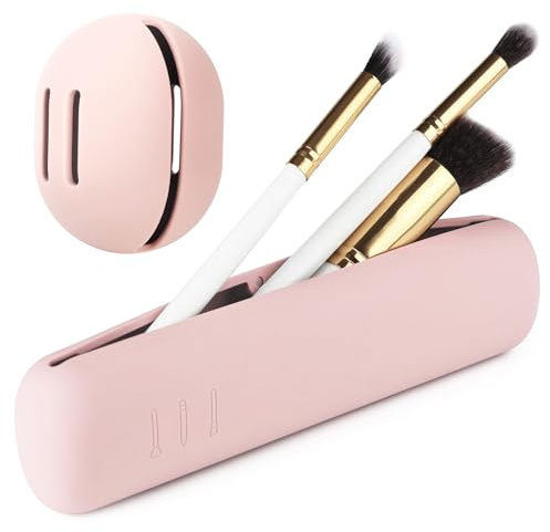Noaxylic Borsa Porta Pennelli da Trucco in Silicone, 1 Astuccio per Pennelli da Trucco e 1 Custodia per Beauty Blender, Porta Brushes Cosmetici Magnetico, Organizzatore Cosmetici Portatile, per Viaggi
