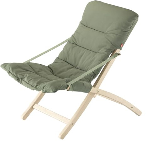 fiam Gartensessel aus hellem Eschenholz und Relax-Matratze Linda Soft (Salbeigrün)