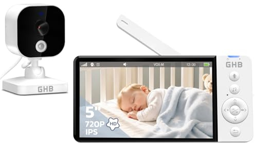 GHB Camara Vigilancia Bebe con 5 HD Pantalla Duración 168 Horas