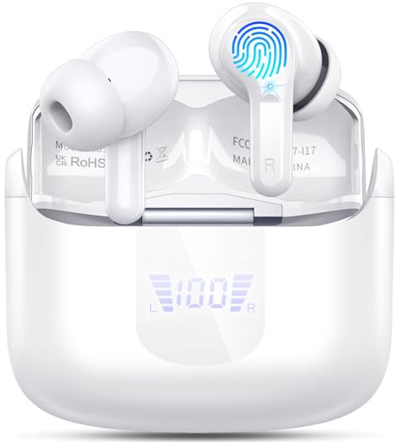2026 Bluetooth Kopfhörer, 50Std Stereo Kopfhörer Kabellos Bluetooth 5.4, Tiefer Bass Wireless Earbud, 4 ENC Noise Cancelling Mic, USB-C in Ear Ohrhörer, IP-X7 Wasserdicht Headphone Sport Running Gym