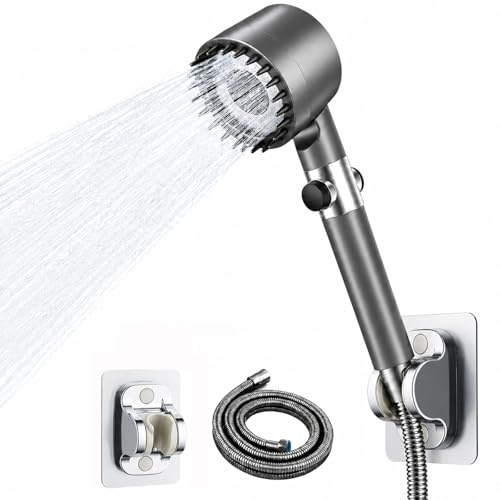 Shower Head and Hose, 1.5m Shower Hose, High Pressure 4 Settings