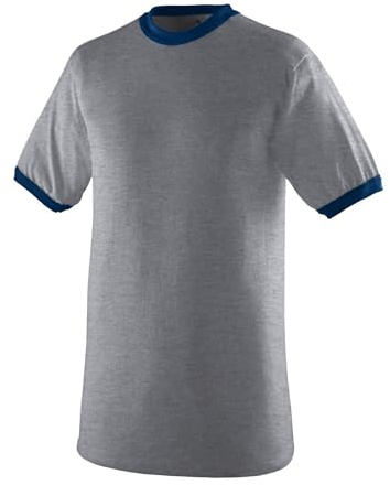 Augusta Sportswear Unisex's Sports Apparel Ringer tee Shirt, Athletic Heather/Navy, Medium