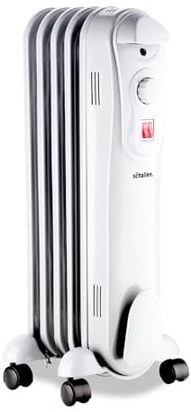 Schallen Portable Electric Slim Oil Filled Radiator Heater with Adjustable Temperature Thermostat, 3 Heat Settings & Safety Cut Off (1000W | 5 Fin)