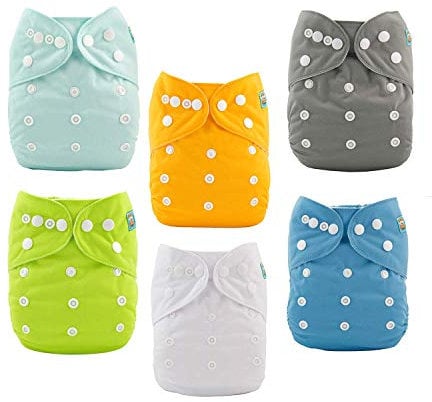 ALVABABY 6 Pack Tasche waschbar Verstellbare Stoffwindeln Windeln + 12 Einsätze 6BM98-DE