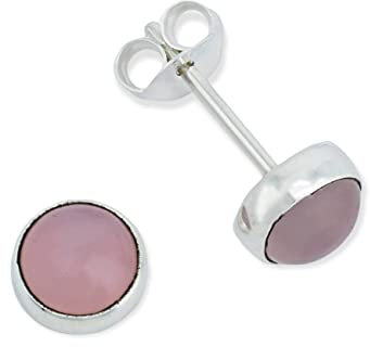 Ohrstecker 925 Silber Rosenquarz rosa Stein Edelstein Ohrringe echt Silber Damen Sterling Silber Stecker Geschenk(MOS-038-07)