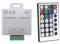 LEDKIA LIGHTING - Controller für RGB LED-Streifen | Dimmbar 12/24V | RF-Fernbedienung mit 28 Tasten | Anpassung von Lichtintensität, Farbe & Geschwindigkeit | 80x64x24mm