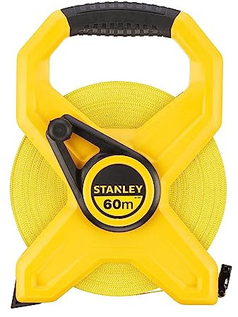 Stanley 2-34-795 Mesure 60 m x 12,7 mm Ruban en fibre de verre - jaune fluo - revêtement PVC - Précision classe III - poignée soft grip - boitier ABS