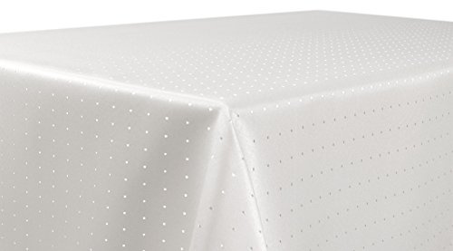 BEAUTEX Damast Tischdecke Punkte eckig 130x220 Champagner bügelfrei edel | fleckenabweisend, Lotuseffekt, formstabil, strapazierfähig, eleganter Glanz, hochwertige Tischwäsche für Alltag & Anlass