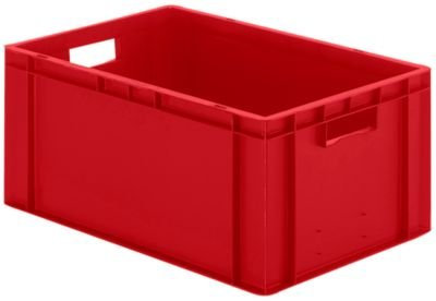 Euro-Format-Stapelbehälter, Wände und Boden geschlossen - LxBxH 600 x 400 x 266 mm - rot, VE 5 Stk - Euronorm Stapelkasten Euronorm Stapelkästen Euronorm-Stapelkasten Kunststoff-Stapelkasten Kunststoffbehälter Kunststoffkasten Kunststoffstapelbehälter