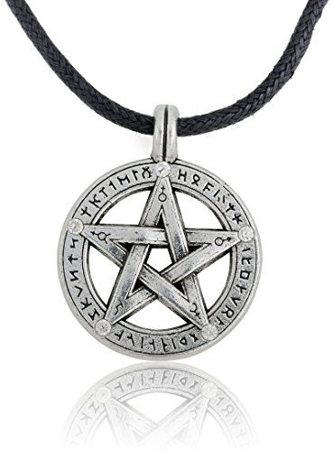 My Shape - Leder-Halsband mit Pentagramm-Anhänger / Amulett für Damen und Herren