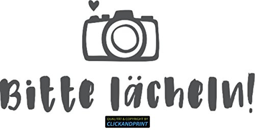 CLICKANDPRINT Aufkleber » Bitte lächeln!, 20x8,9cm, Dunkelgrau • Wandtattoo/Wandaufkleber/Wandsticker/Wanddeko/Vinyl
