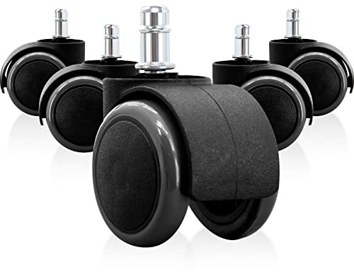 Duhome Stuhlrollen Hartboden Rollen Bürostuhlrollen Stift 11 mm, 5er Set Rollen, Model:284