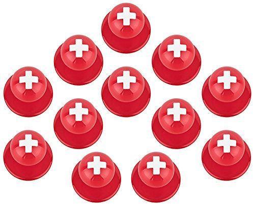 DESERMO 12er Set Kugelknöpfe Länder für Kochjacken | Hochwertige Kochjackenknöpfe für alle Kugelknopf-Kochjacken | Profi Kochknöpfe mit Länder Flagge (Schweiz)