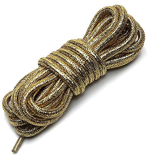 rismart Redondo Zapato Cordones Brillar - Ancho de 5mm - adecuado para Zapatillas P03, Gold (1 pares),100 cm