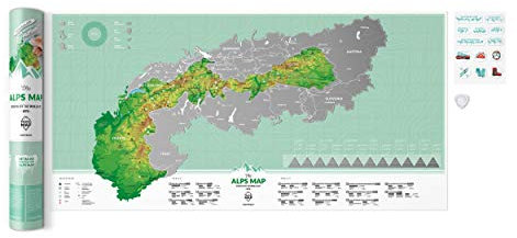 Karte der Alpen zum Rubbeln Rubbelkarte Scrape Off Poster für Kletter- und Skienthusiasten Alpen Gipfel Alpine Klettersteige Alpine Skigebiete zum Rubbeln Scratch It Geschenk mit Geschenkverpackung