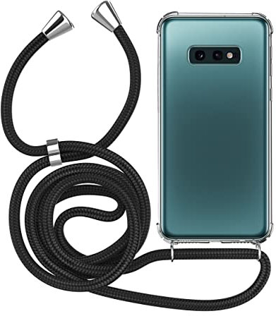 MyGadget Handykette für Samsung S10e - [ TPU Hülle mit verstellbaren Band ] - Handyhülle mit Handyband zum Umhängen Kordel Schnur Case Schutzhülle - Schwarz