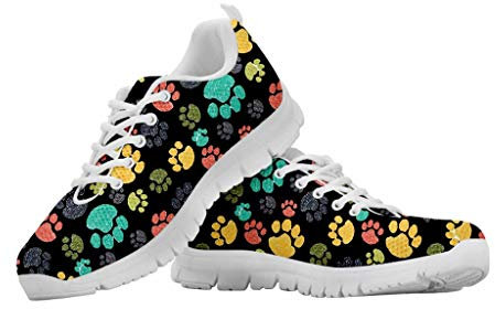 chaqlin Cartoon Dog Paw Sneakers für Damen Mädchen Canvas Trainer Leichte Schnürung Laufen Walking Loafers Outdoor Mode Sport Fitness Schuhe 40 EU
