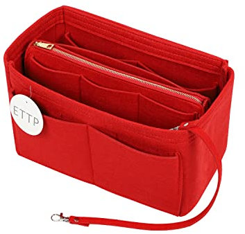 börsen-Organizer, Filz-Einsatz mit Metall-ReiÃŸverschluss, Handtaschen-Organizer für Schnelligkeit, Neverfull, Tote, Handtasche, 7 Farben, 5 GröÃŸen, Rot (rot), Medium