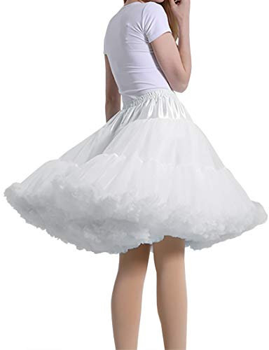 MeiLiMiYu Women's Petticoat Skirt Adult Puffy Tutu Skirt Layered Ballet Tulle Pettiskirts Dress Costume Underskirt, White, One Size M