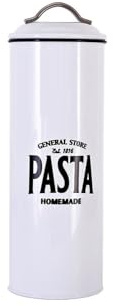 General Store Retro Metal Tall Round Spaghetti Pasta Storage Tin Box Container