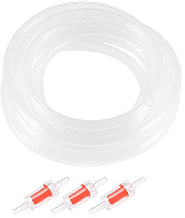 sourcing map Silicone Tubing 4mm ID 6mm(1/4) OD 2.5m Aquarium Pump Air Hose Water Pipe Silicone Rubber Tube Clear with 3pcs Check Valves