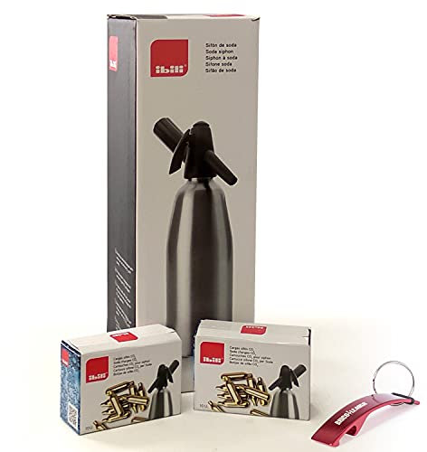 Sifone di soda ricaricabile + 20 cartucce di CO2 da 8 g compatibili + portachiavi Bricolemar in regalo