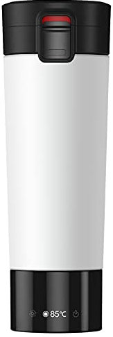 FUTURELAB Temperature Control Coffee Mug, Multi-functional Travel Mug with 14400mah Power Bank, Vacuum Insulated Hot Beverage Warmer, 10OZ (White)