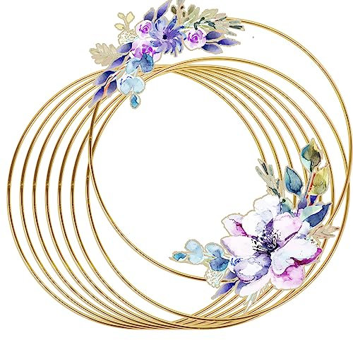 SOSMAR 8 Stück 25cm Metall Ringe basteln Gold - Deko Ringe, Makramee Ringe, Traumfänger Ringe, Kranz Ringe, Wandbehänge Deko, Hochzeitskränze, Blumen Reifen etc