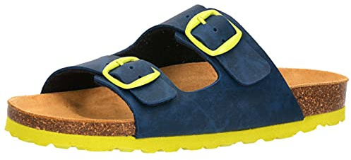 Lico Bioline Kids Pantoletten 2-Schnaller, Blau/Lemon, 36 EU