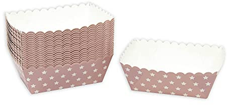 Frau WunderVoll® Kuchen Backformen 24 Stück, rosa weiße Sterne/Mini Kuchenform Backformen, Backförmchen, Muffin Backform, Papierbackform, Förmchen Papier Kastenform Einweg Backform