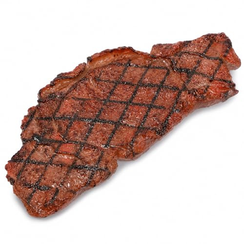 HEMOTON Modèle de steak réaliste 15 x 7 x 1,5 cm en plastique Décoration réaliste Alimentaire Viande Jouet pour enfants Jeu de rôle Accessoires pour maison de poupée