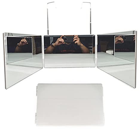 SASKATE Dreifach Spiegel Wand 3-Wege-Spiegel Haare Schneiden 360 Grad Spiegel Kosmetik-Spiegel, Dreifach Spiegel Groß Der Überall Aufgehängt Werden Kann