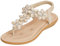 SANMIO Sandales Femmes Plates, Mode Été Bohème Strass Fleurs Cuir PU Tongs Confortable Bout Ouvert pour Filles Style 2 Abricot 40 EU